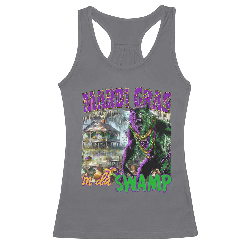 Funny Mardi Gras Rougarou Racerback Tank Top Mardi Gras In Da Swamp Cryptids Of Louisiana