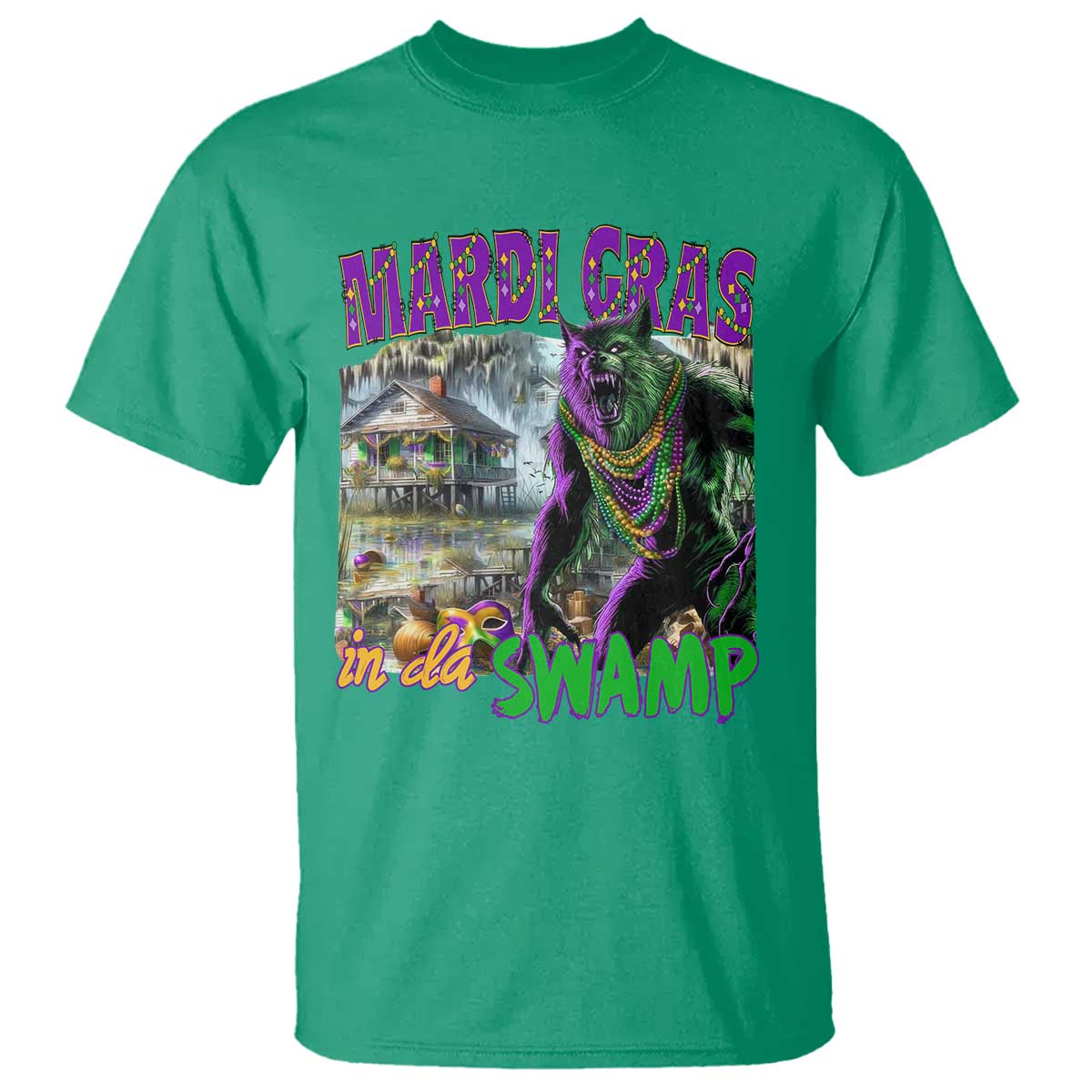 Funny Mardi Gras Rougarou T Shirt Mardi Gras In Da Swamp Cryptids Of Louisiana