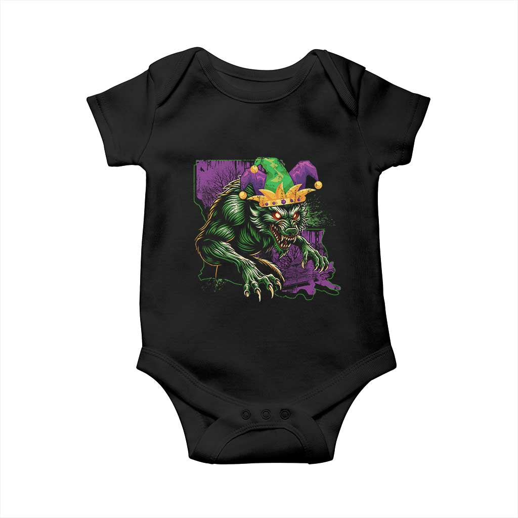 Funny Mardi Gras Rougarou Baby Onesie Cryptids Of Louisiana Jester Hat