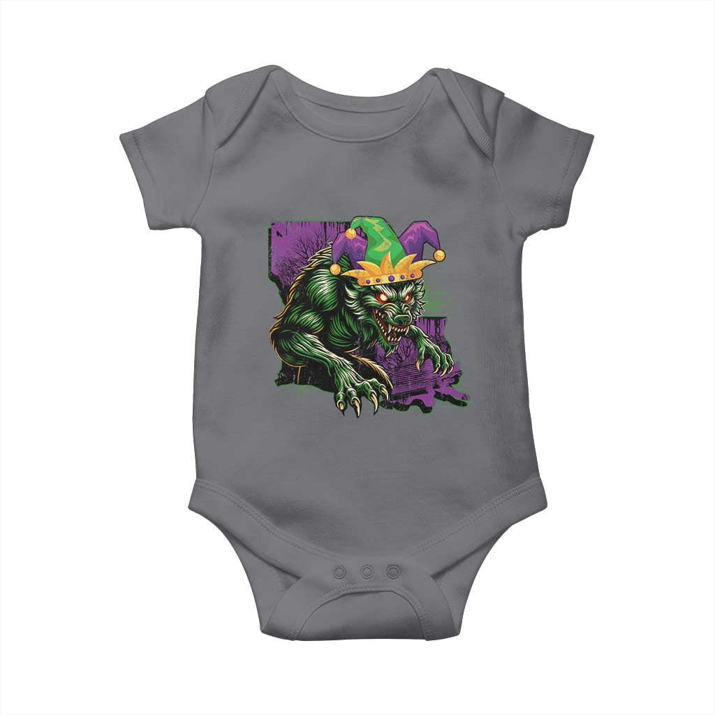 Funny Mardi Gras Rougarou Baby Onesie Cryptids Of Louisiana Jester Hat