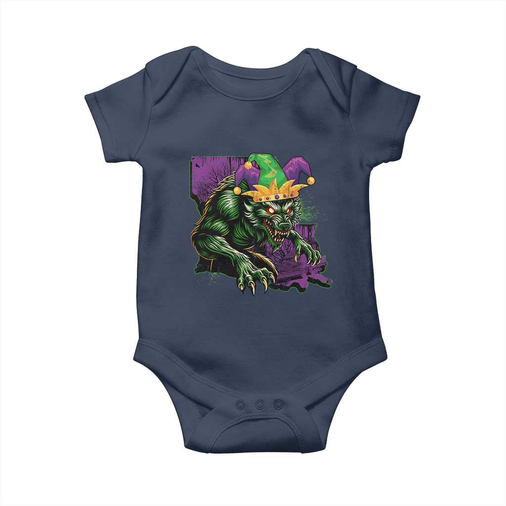Funny Mardi Gras Rougarou Baby Onesie Cryptids Of Louisiana Jester Hat