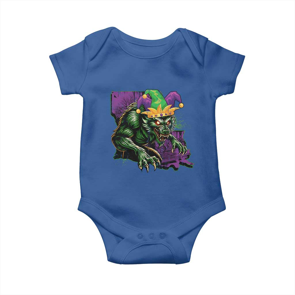 Funny Mardi Gras Rougarou Baby Onesie Cryptids Of Louisiana Jester Hat