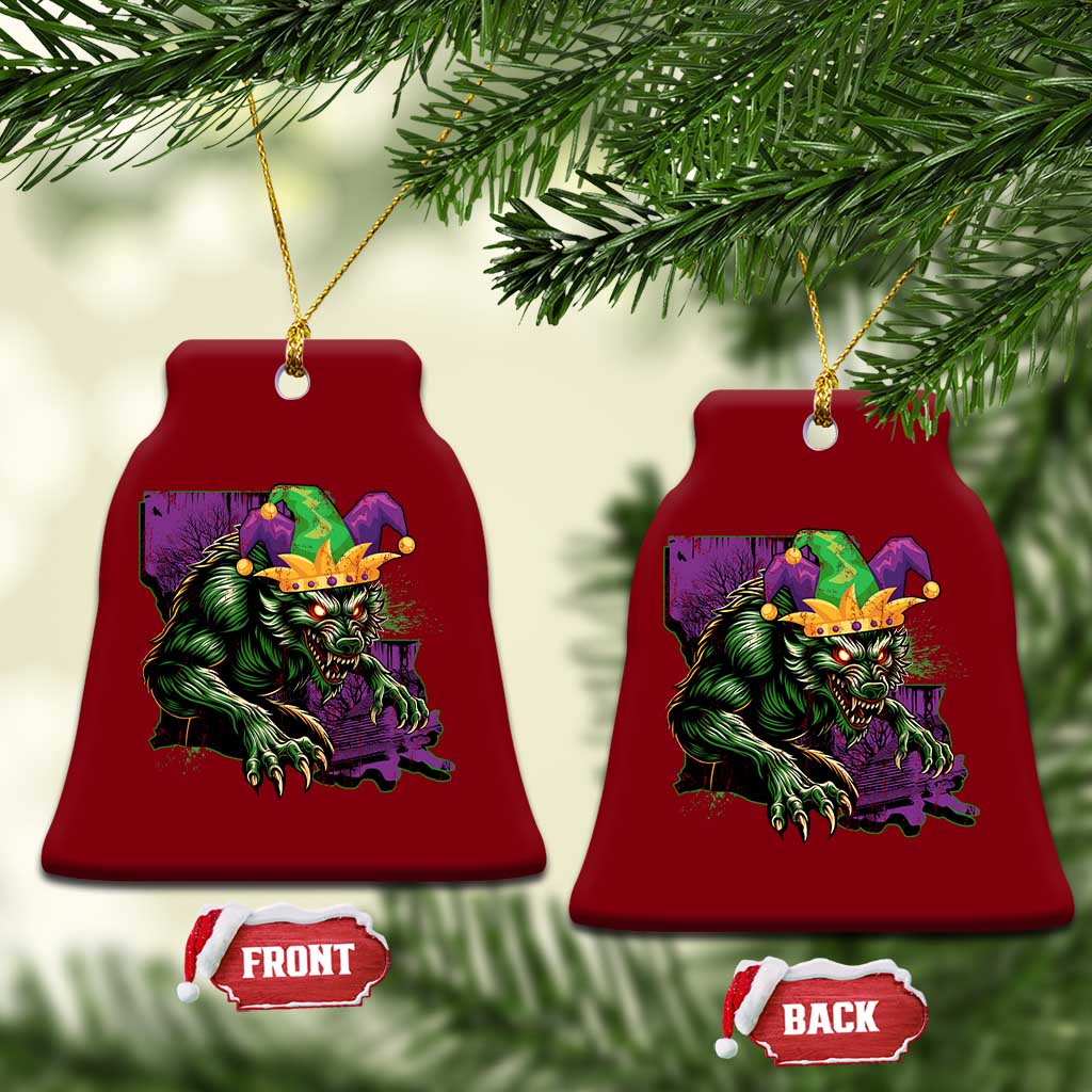 Funny Mardi Gras Rougarou Ceramic Ornament Cryptids Of Louisiana Jester Hat