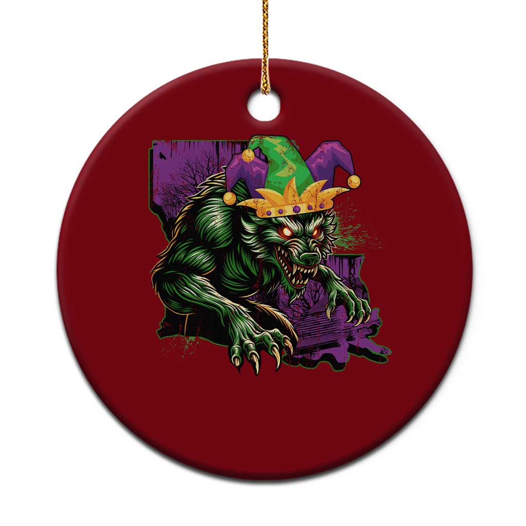 Funny Mardi Gras Rougarou Ceramic Ornament Cryptids Of Louisiana Jester Hat