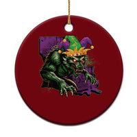 Funny Mardi Gras Rougarou Ceramic Ornament Cryptids Of Louisiana Jester Hat
