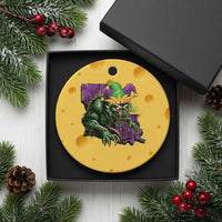 Funny Mardi Gras Rougarou Ceramic Ornament Cryptids Of Louisiana Jester Hat