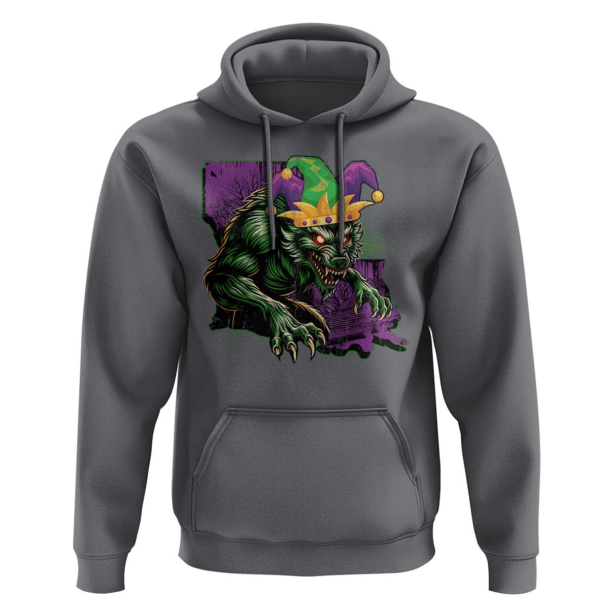 Funny Mardi Gras Rougarou Hoodie Cryptids Of Louisiana Jester Hat