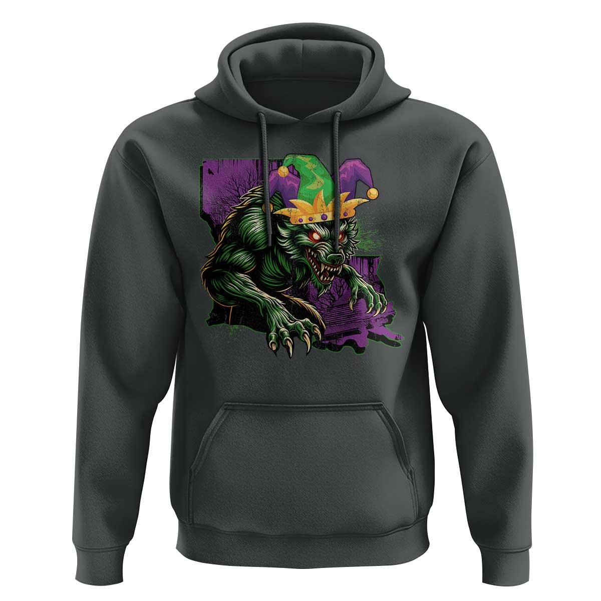 Funny Mardi Gras Rougarou Hoodie Cryptids Of Louisiana Jester Hat