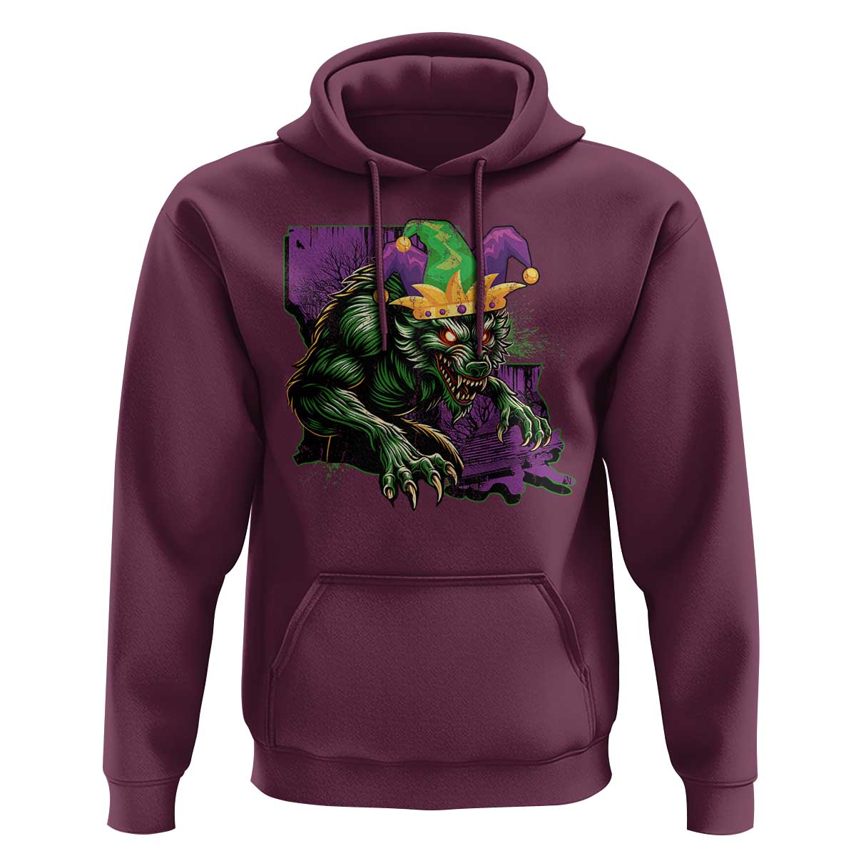 Funny Mardi Gras Rougarou Hoodie Cryptids Of Louisiana Jester Hat