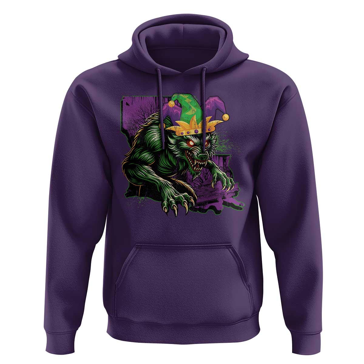 Funny Mardi Gras Rougarou Hoodie Cryptids Of Louisiana Jester Hat