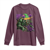 Funny Mardi Gras Rougarou Long Sleeve Shirt Cryptids Of Louisiana Jester Hat