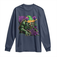 Funny Mardi Gras Rougarou Long Sleeve Shirt Cryptids Of Louisiana Jester Hat