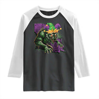 Funny Mardi Gras Rougarou Raglan Shirt Cryptids Of Louisiana Jester Hat