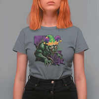 Funny Mardi Gras Rougarou T Shirt For Women Cryptids Of Louisiana Jester Hat