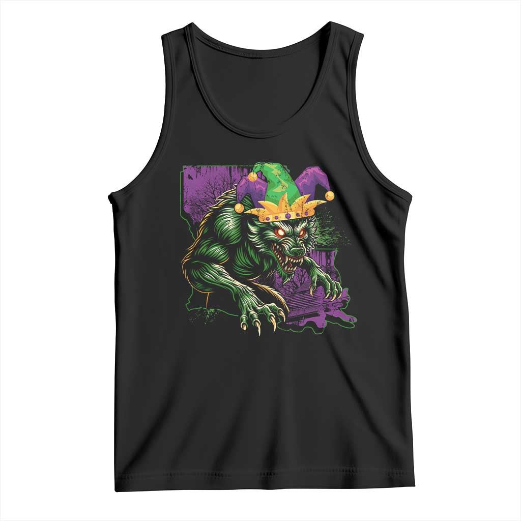 Funny Mardi Gras Rougarou Tank Top Cryptids Of Louisiana Jester Hat