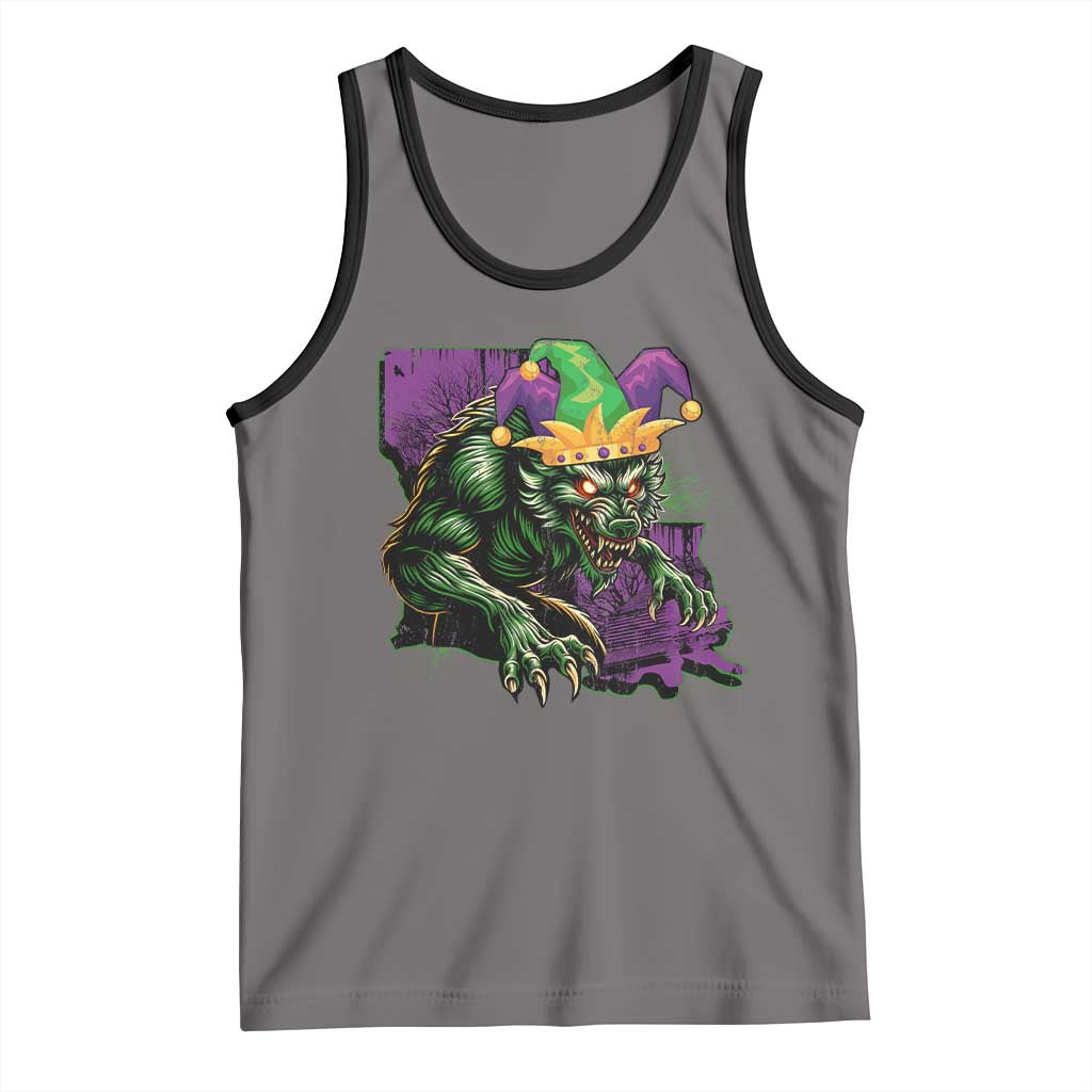 Funny Mardi Gras Rougarou Tank Top Cryptids Of Louisiana Jester Hat
