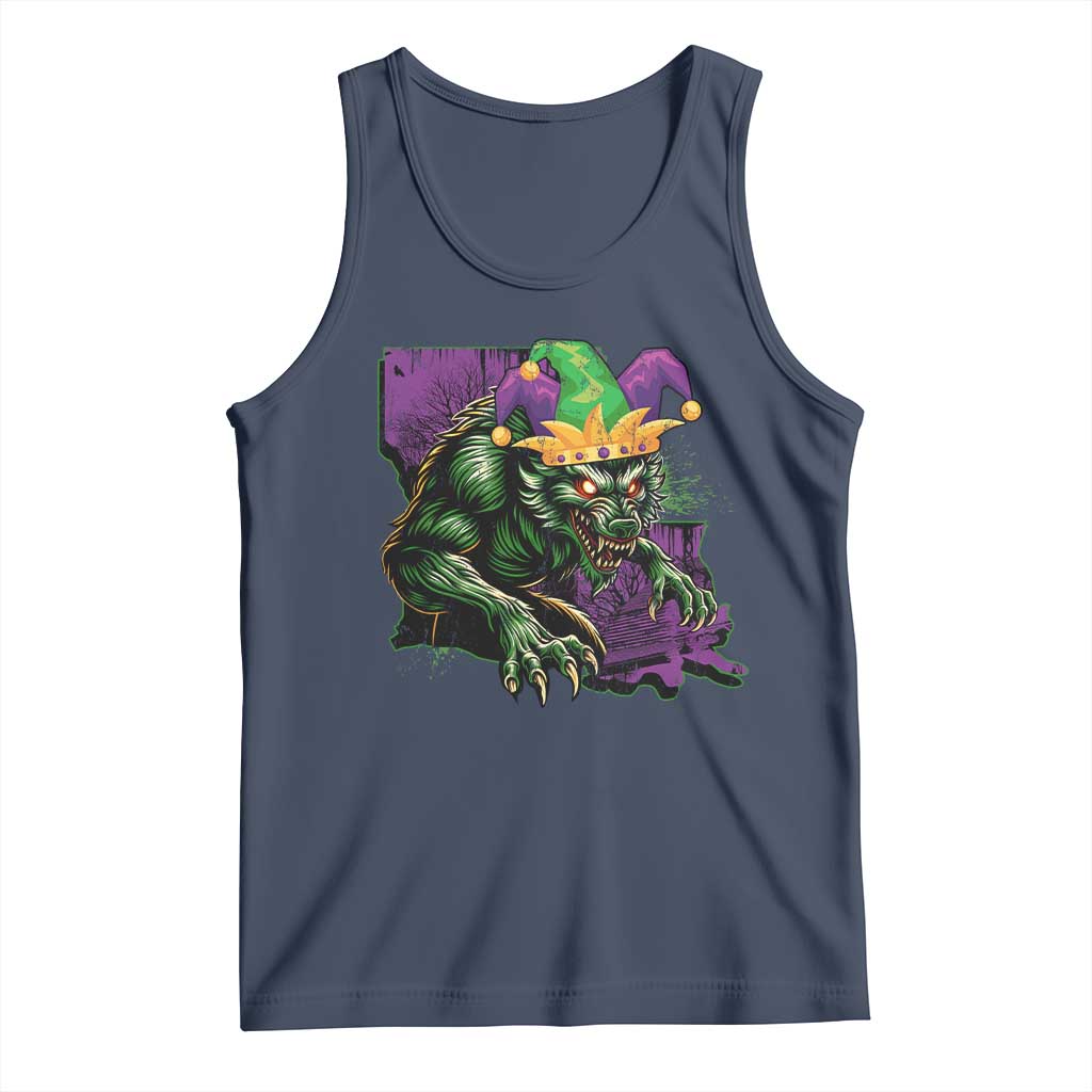Funny Mardi Gras Rougarou Tank Top Cryptids Of Louisiana Jester Hat