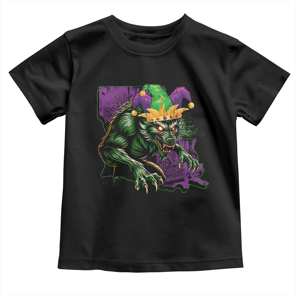 Funny Mardi Gras Rougarou Toddler T Shirt Cryptids Of Louisiana Jester Hat