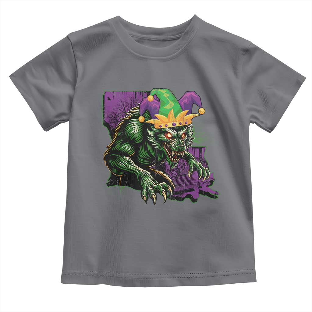 Funny Mardi Gras Rougarou Toddler T Shirt Cryptids Of Louisiana Jester Hat