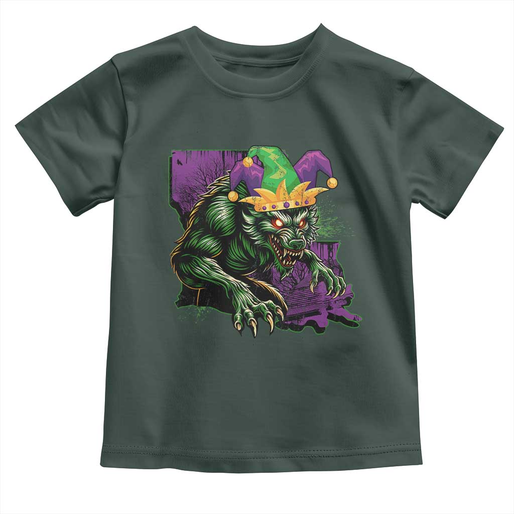 Funny Mardi Gras Rougarou Toddler T Shirt Cryptids Of Louisiana Jester Hat