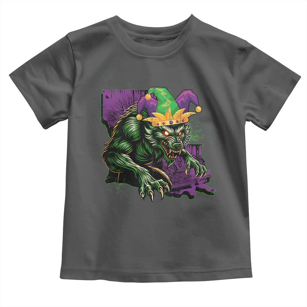 Funny Mardi Gras Rougarou Toddler T Shirt Cryptids Of Louisiana Jester Hat