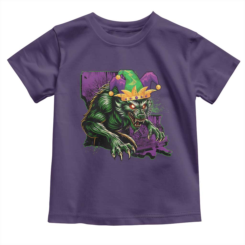 Funny Mardi Gras Rougarou Toddler T Shirt Cryptids Of Louisiana Jester Hat