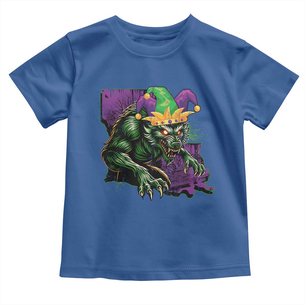 Funny Mardi Gras Rougarou Toddler T Shirt Cryptids Of Louisiana Jester Hat