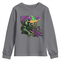 Funny Mardi Gras Rougarou Youth Sweatshirt Cryptids Of Louisiana Jester Hat