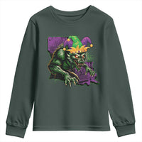 Funny Mardi Gras Rougarou Youth Sweatshirt Cryptids Of Louisiana Jester Hat