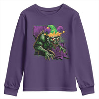 Funny Mardi Gras Rougarou Youth Sweatshirt Cryptids Of Louisiana Jester Hat