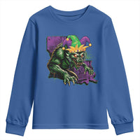 Funny Mardi Gras Rougarou Youth Sweatshirt Cryptids Of Louisiana Jester Hat