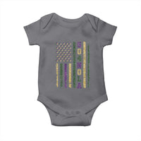 Funny Mardi Gras New Orleans Louisiana Baby Onesie 504 Nola Area Code Glitter Print American Flag