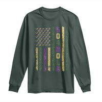 Funny Mardi Gras New Orleans Louisiana Long Sleeve Shirt 504 Nola Area Code Glitter Print American Flag