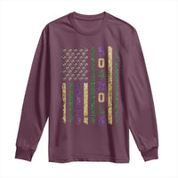 Funny Mardi Gras New Orleans Louisiana Long Sleeve Shirt 504 Nola Area Code Glitter Print American Flag