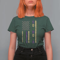 Funny Mardi Gras New Orleans Louisiana T Shirt For Women 504 Nola Area Code Glitter Print American Flag