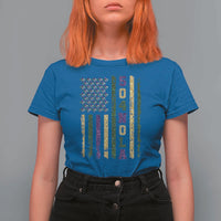 Funny Mardi Gras New Orleans Louisiana T Shirt For Women 504 Nola Area Code Glitter Print American Flag