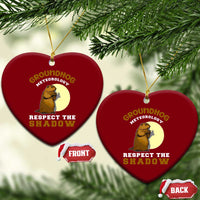 Funny Groundhog Day Ceramic Ornament Groundhog Meteorology Respect The Shadow - Wonder Print Shop
