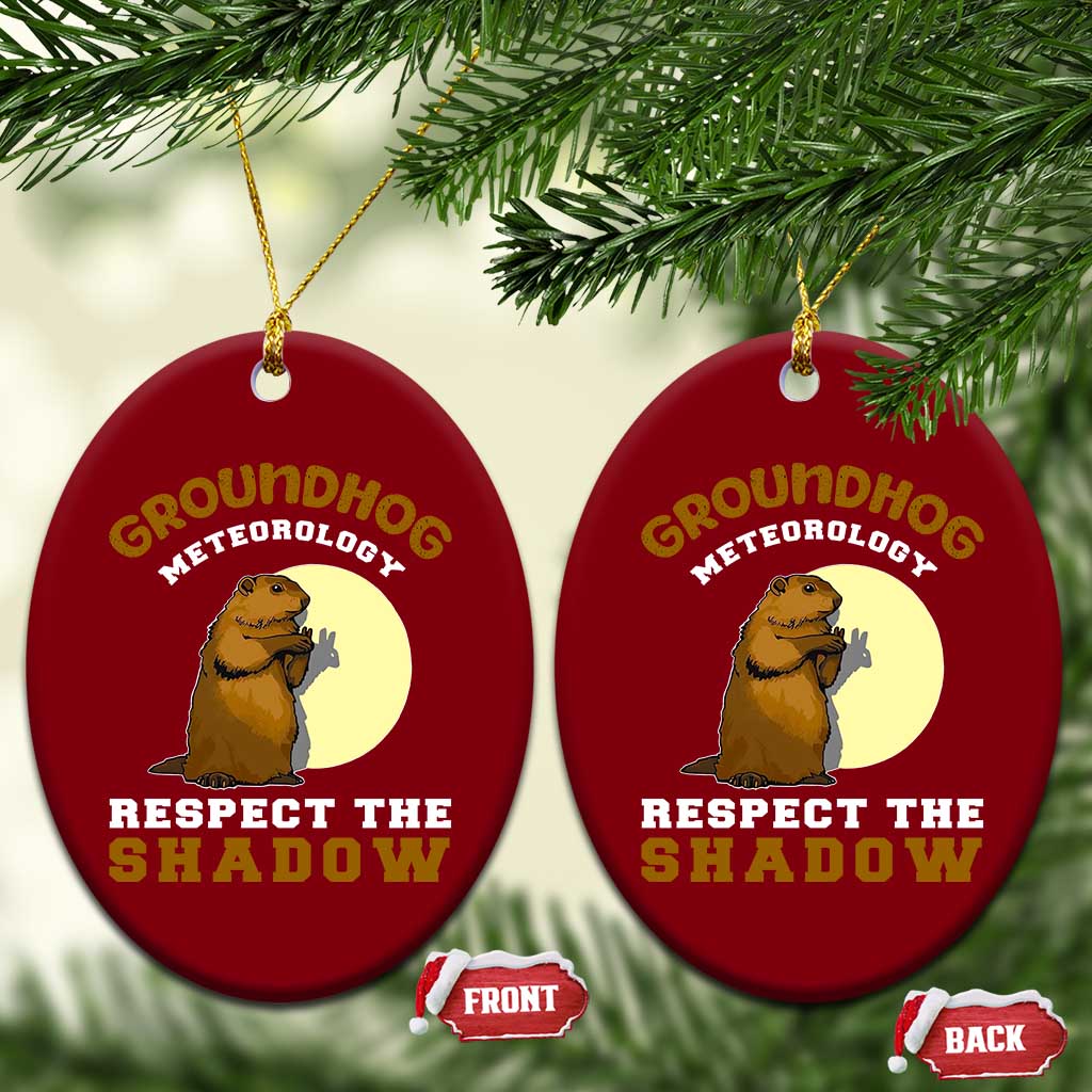 Funny Groundhog Day Ceramic Ornament Groundhog Meteorology Respect The Shadow - Wonder Print Shop