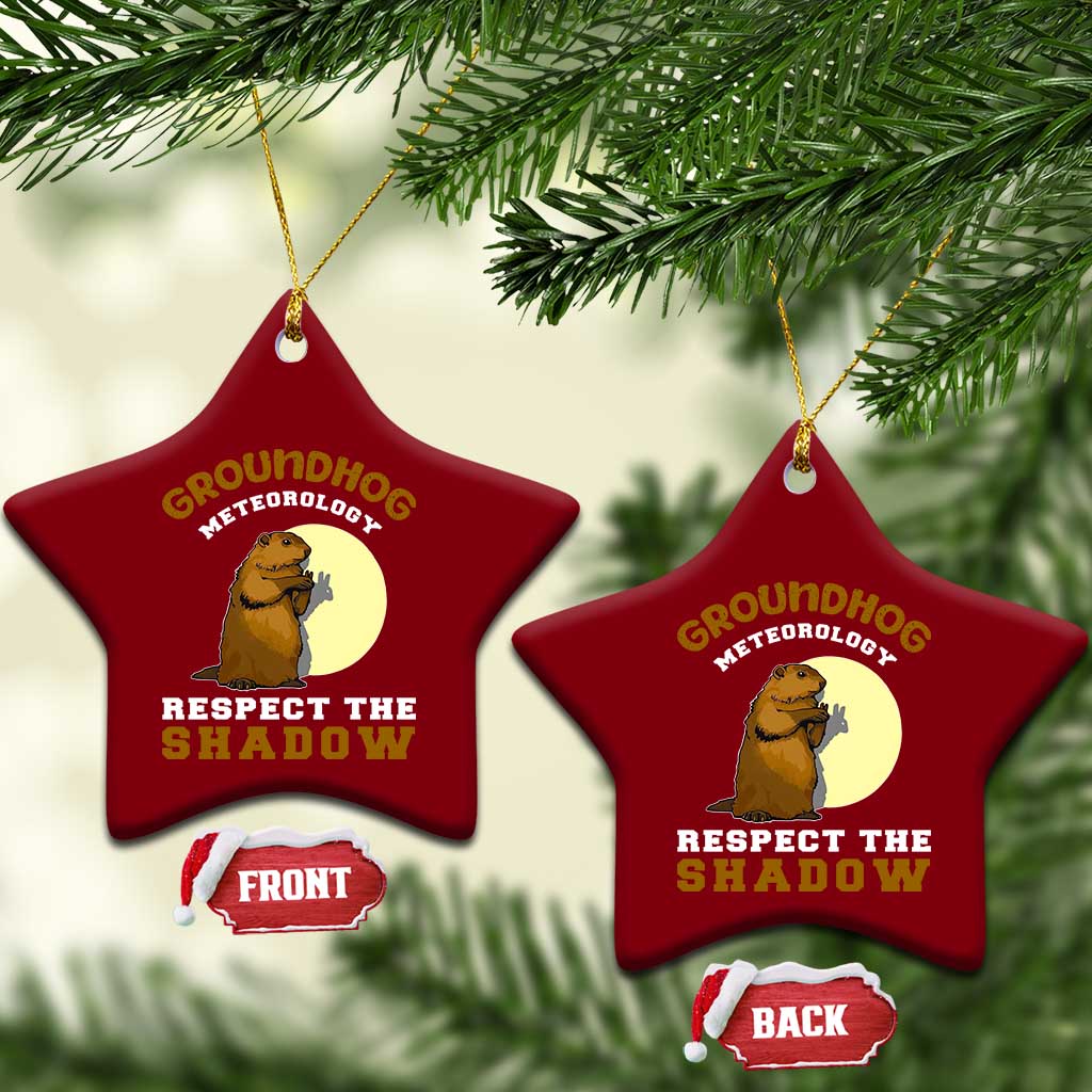 Funny Groundhog Day Ceramic Ornament Groundhog Meteorology Respect The Shadow - Wonder Print Shop