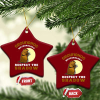 Funny Groundhog Day Ceramic Ornament Groundhog Meteorology Respect The Shadow - Wonder Print Shop