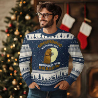 Funny Groundhog Day Ugly Christmas Sweater Groundhog Meteorology Respect The Shadow - Wonder Print Shop