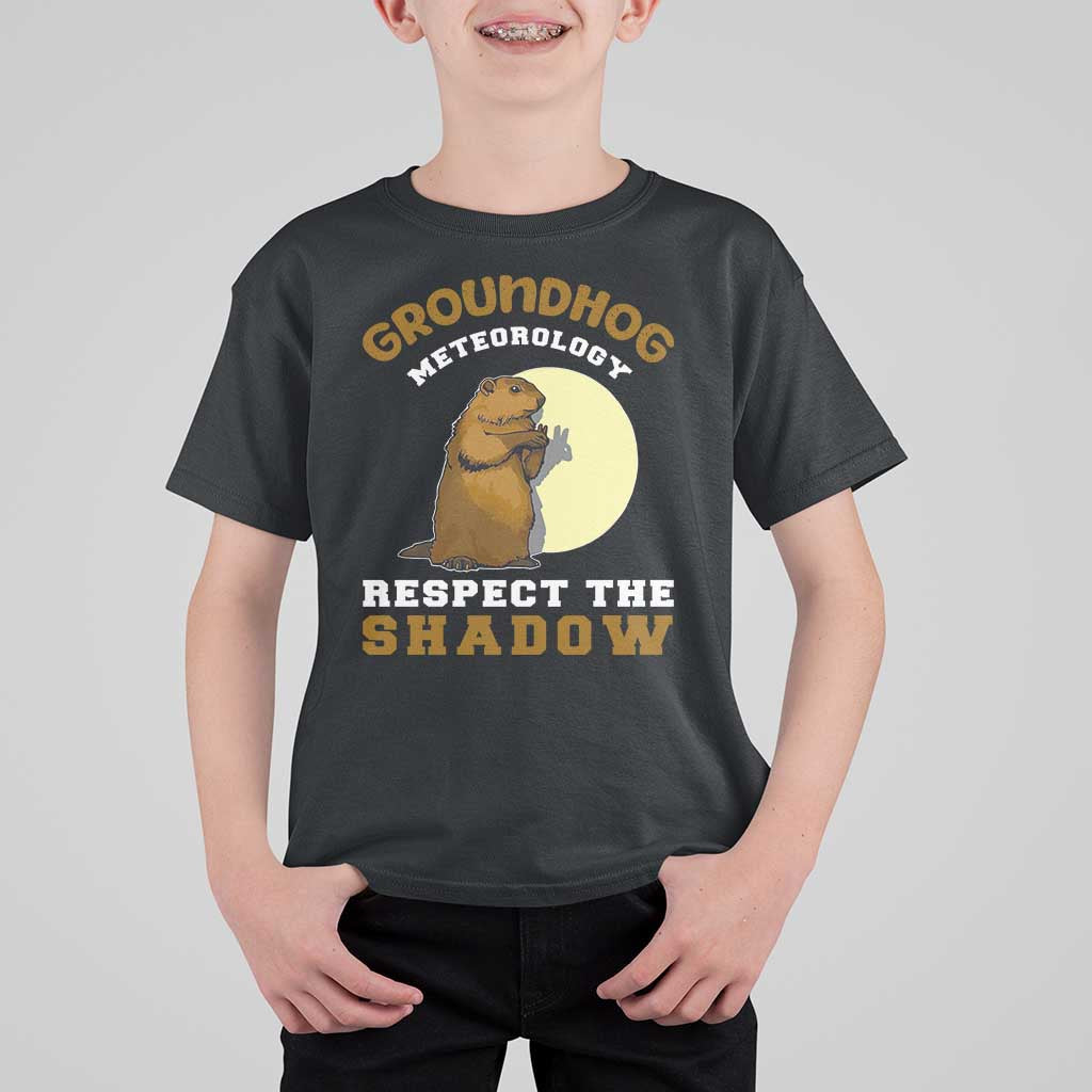 Funny Groundhog Day T Shirt For Kid Groundhog Meteorology Respect The Shadow - Wonder Print Shop