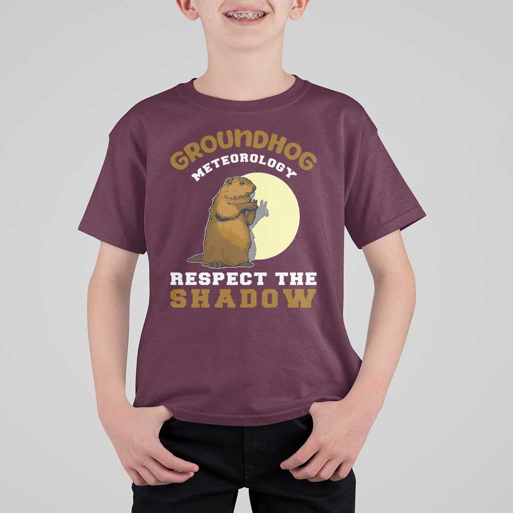Funny Groundhog Day T Shirt For Kid Groundhog Meteorology Respect The Shadow - Wonder Print Shop
