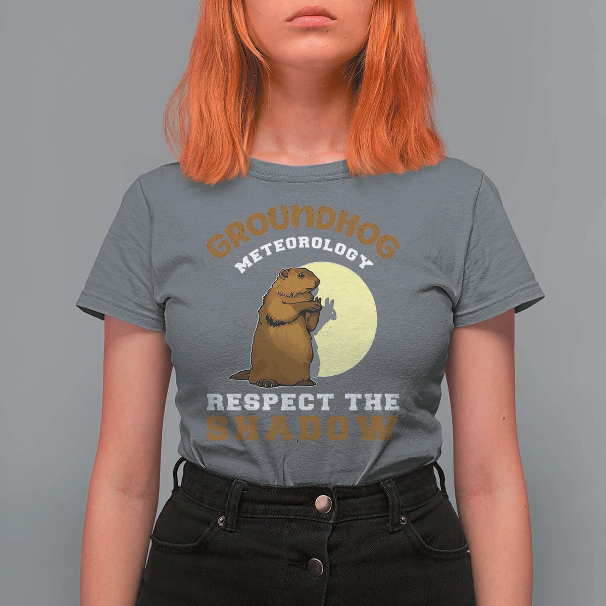 Funny Groundhog Day T Shirt For Women Groundhog Meteorology Respect The Shadow - Wonder Print Shop