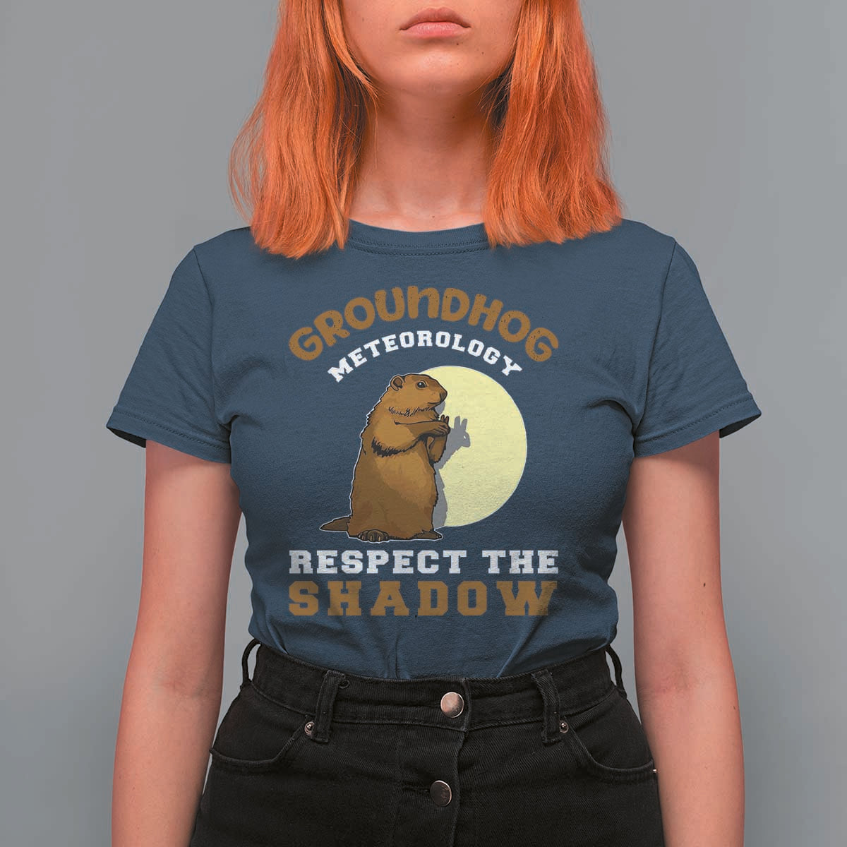 Funny Groundhog Day T Shirt For Women Groundhog Meteorology Respect The Shadow - Wonder Print Shop