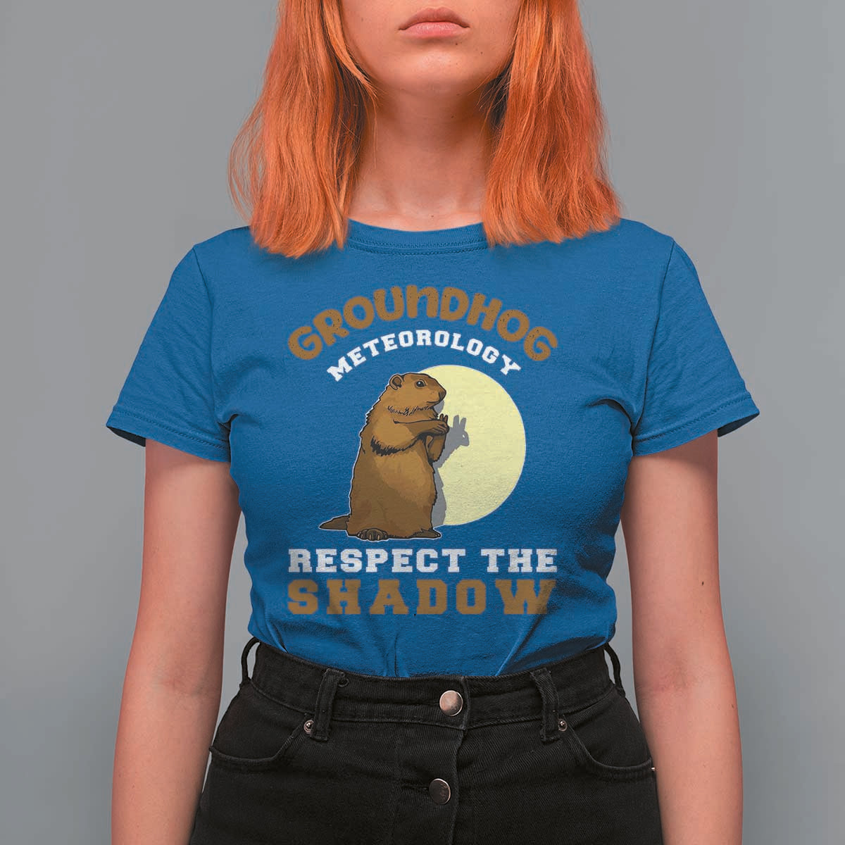 Funny Groundhog Day T Shirt For Women Groundhog Meteorology Respect The Shadow - Wonder Print Shop