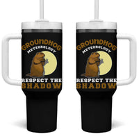 Funny Groundhog Day Tumbler With Handle Groundhog Meteorology Respect The Shadow - undefined