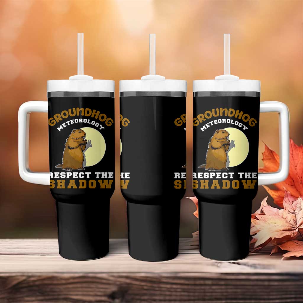 Funny Groundhog Day Tumbler With Handle Groundhog Meteorology Respect The Shadow - undefined