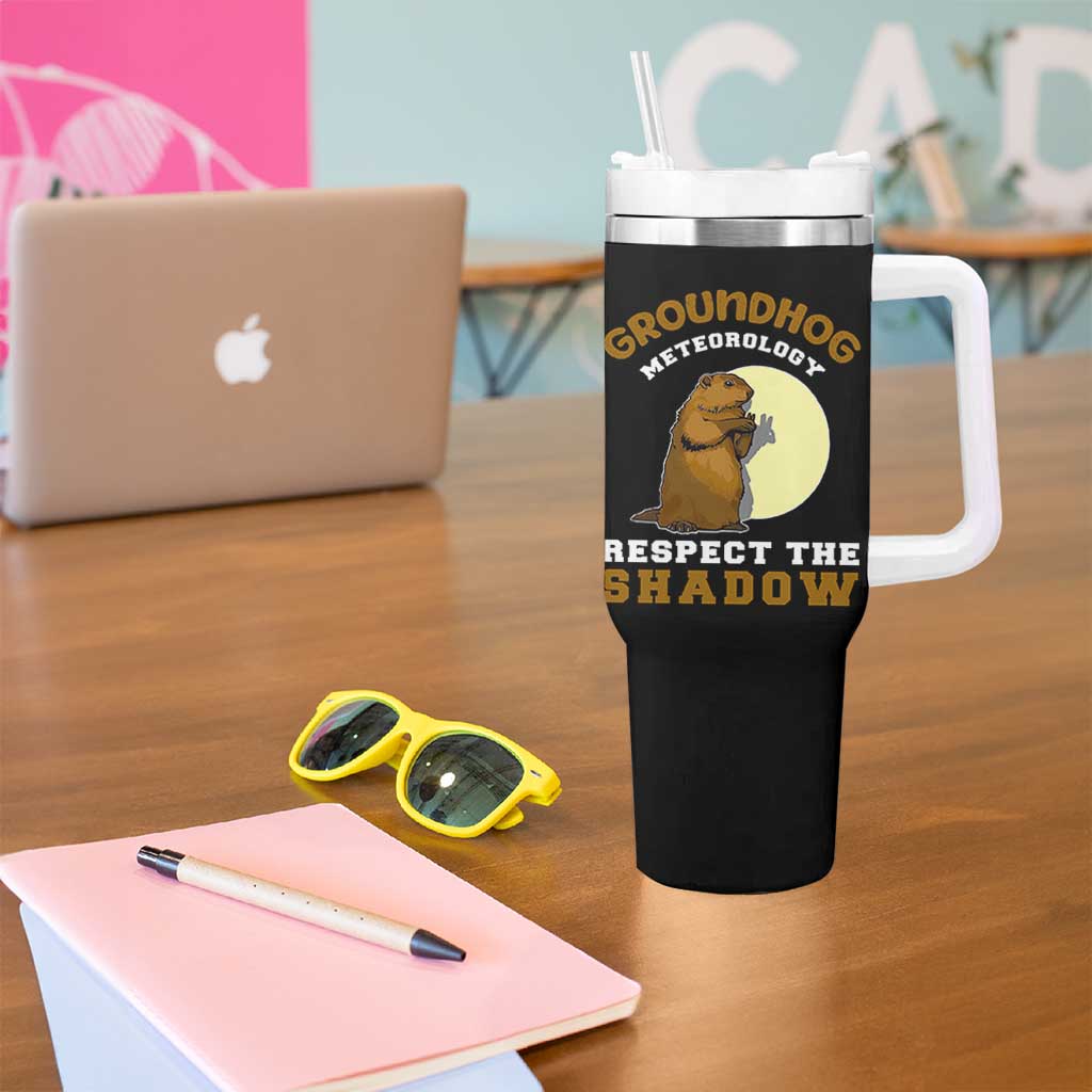 Funny Groundhog Day Tumbler With Handle Groundhog Meteorology Respect The Shadow - undefined