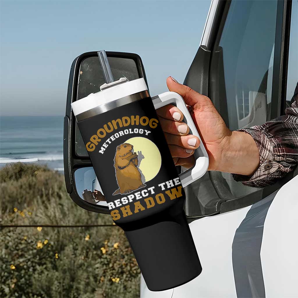 Funny Groundhog Day Tumbler With Handle Groundhog Meteorology Respect The Shadow - undefined